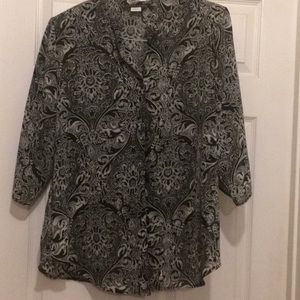 Blouse black and white with gold thread